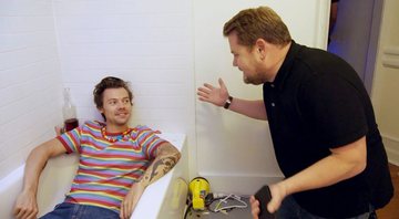 Harry Styles e James Corden (Foto: Reprodução/YouTube)