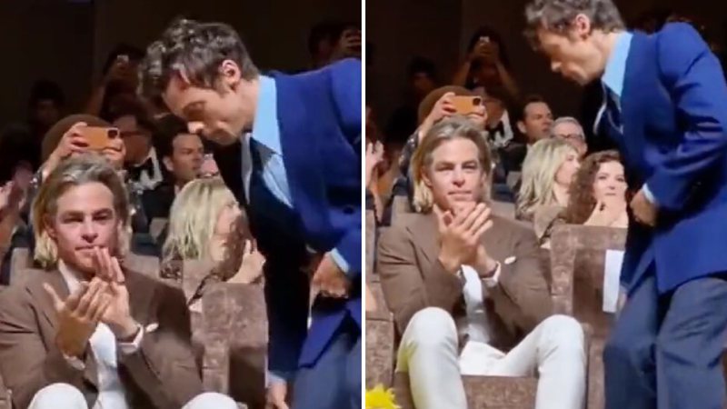 Chris Pine e Harry Styles na estreia de Não Se Preocupe, Querida (Foto: Reprodução/Twitter)