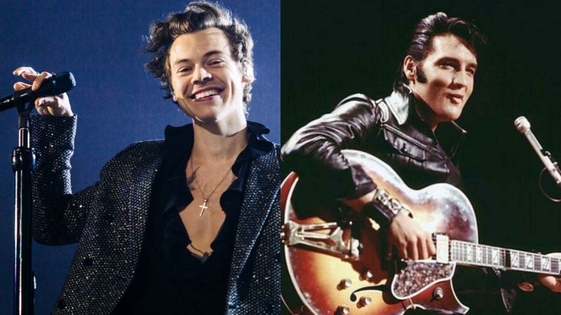 Harry Styles durante show (Foto: Helene Marie Pambrun / Getty Images) | Elvis Presley (Foto: NBC)