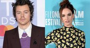 Montagem de Harry Styles (Foto: Reprodução/ AP Images) e Lily James (Foto: Jeff Spicer/Getty Images for BFI)