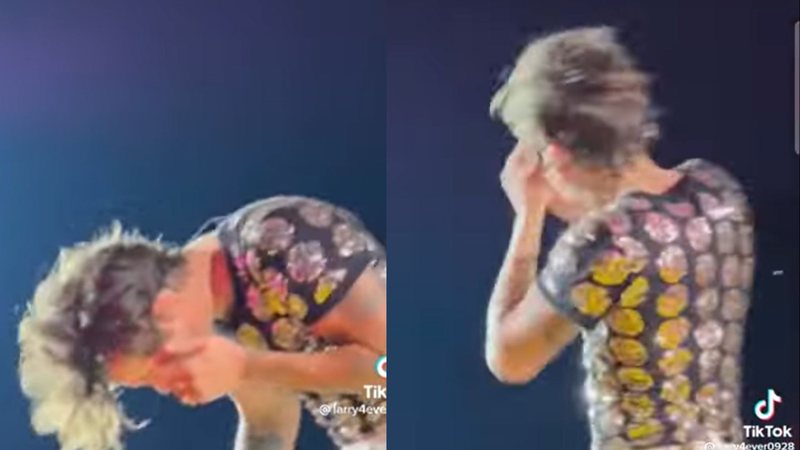 Harry Styles foi atingido por uma bala skittles no olho (Foto: reprodução / YouTube)