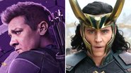 Jeremy Renner como Gavião Arqueiro no pôster de Hawkeye  (Foto: Divulgação) | Tom Hiddleston como Loki na nova série da Marvel (Foto: Reprodução/IMDb)