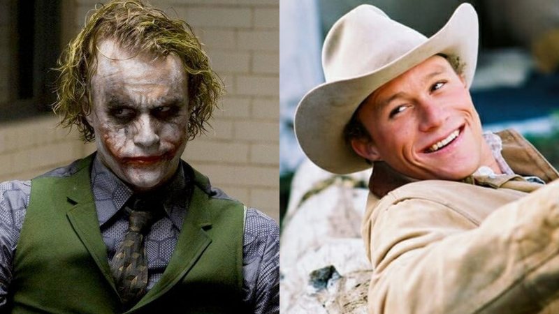 Heath Ledger como Coringa e em Brokeback Mountain (Fotos: Divulgação)