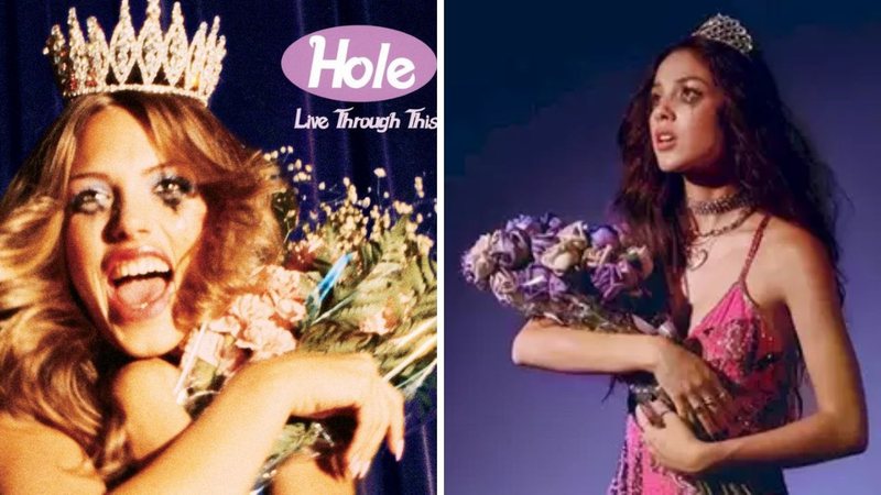 Capa de Hole (Foto: Divulgação) e Olivia Rodrigo para divulgar live (Foto: Reprodução/Instagram)