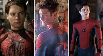 Tobey Maguire como Homem-Aranha (Foto: Reprodução), Andrew Garfield como Homem-Aranha (Foto: Reprodução/Sony) e Tom Holland como Homem-Aranha (Foto: Jay Maidment/Divulgação)