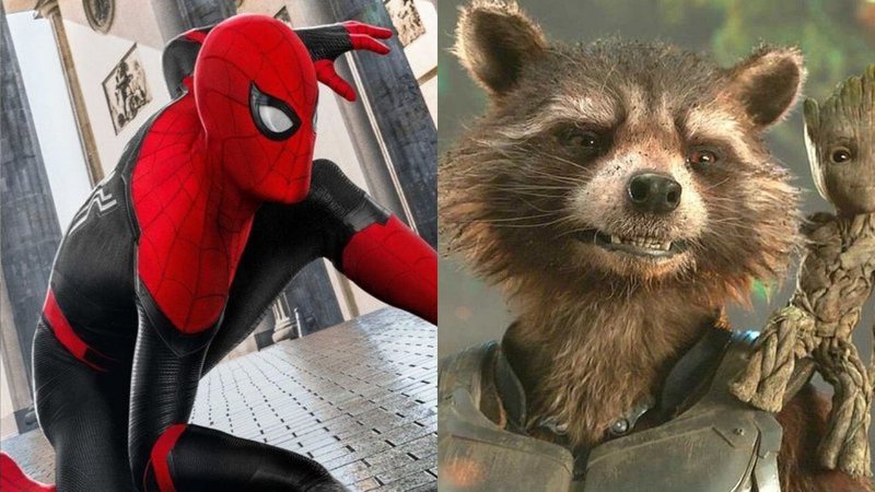 Homem-Aranha (Foto: Sony Pictures/Divulgação) e Rocket Raccoon (Foto: Reprodução /Twitter)