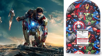 Homem de Ferro e mochila à prova de balas da TuffyPacks (Foto1: Divulgação/Disney e Foto 2: Reprodução / Site TuffyPacks)