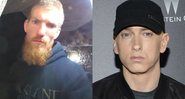 Montagem de Matthew Hughes (Reprodução/YouTube/TMZ) e Eminem (Evan Agostini / AP)