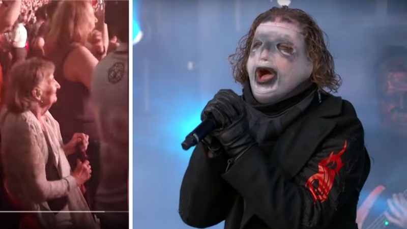 Idosa no show do Slipknot (Foto: Reprodução / YouTube)