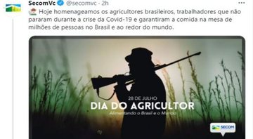 Foto de homem armado na publicação da Secom  (Reprodução/Twitter)