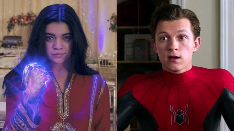 Iman Vellani em Ms. Marvel (Foto: Reprodução / Disney+) | Tom Holland como Homem-Aranha (Foto: Reprodução / Marvel)