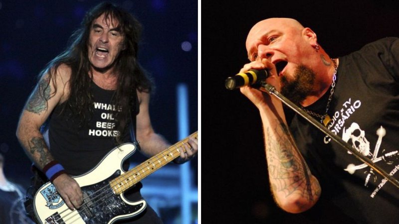 Steve Harris (Foto:Balazs Mohai/AP Images) e Paul Di'Anno (Foto: Wikicommons / CC BY Silvio Tanaka)