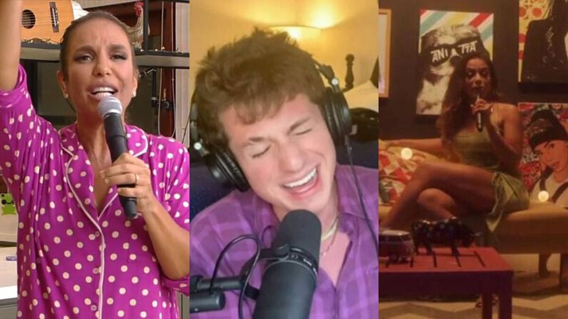 Ivete Sangalo, Charlie Puth e Anitta em lives (Foto: Reprodução/Youtube)