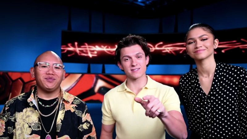 Jacob Batalon, Tom Holland e Zendaya em clipe promocional de Homem-Aranha 3, da Marvel (Foto: Reprodução /Youtube)