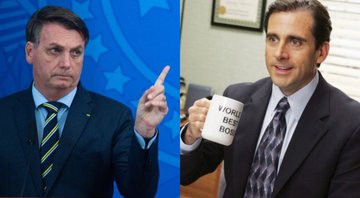 Jair Bolsonaro (foto: Andressa Anholete/ Getty Images) e Steve Carell como Michael Scott em The Office (Foto: Reprodução/ Comedy Central)