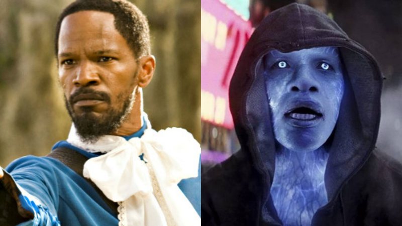 Jamie Foxx em Django Livre e O Espetacular Homem-Aranha 2 (Fotos: Divulgação)