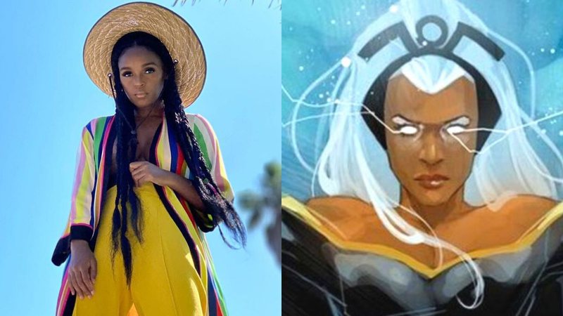 Janelle Monáe (Foto: Reprodução/Instagram) e Tempestade (Foto: Reprodução/Marvel Comics)