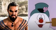 Jason Momoa como Khal Drogo em Game of Thrones e o boneco de neve Frosty (Fotos: Reprodução)