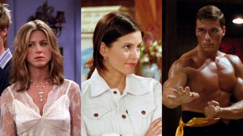 Jennifer Aniston (Foto: Divulgação) e Courteney Cox em Friends (Foto: Reprodução). Jean-Claude Van Damme em O Grande Dragão Branco (Foto: reprodução/ MGM)