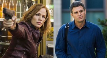 Jennifer Garner em A Justiceira (Foto: Divulgação) e Mark Ruffalo em Spotlight (Foto: Divulgação)