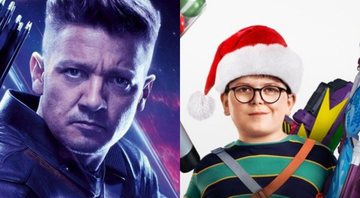 Jeremy Renner como Gavião Arqueiro em Vingadores  (Foto: Divulgação) e pôster de Esqueceram de Mim no Lar Doce Lar (Foto: Reprodução /Twitter)