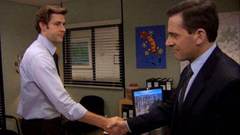 Jim (John Krasinski) e Michael Scott (Steve Carell) (Foto: Reprodução/NBC)