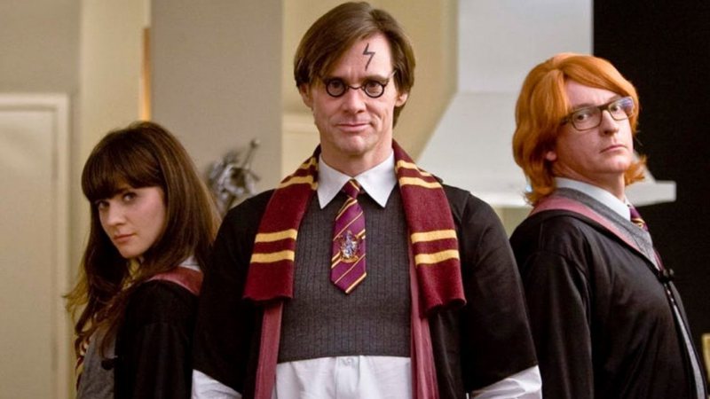 Jim Carrey, Zooey Deschanel e Rhys Darby em Sim Senhor (Foto: Divulgação)