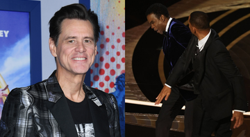 Jim Carrey (Foto: Jon Kopaloff / Getty Images) | Will Smith agride Chris Rock ao vivo em cerimônia do Oscar 2022 (Foto: Neilson Barnard /Getty Images)