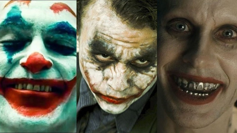 Joaquin Phoenix, Heath Legder e Jared Leto como o personagem Coringa (Foto 1: Reprodução/ Foto 2: Reprodução/ Foto 3: Divulgação)