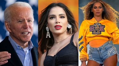 Joe Biden (Foto: Drew Angerer/Getty Images)/ Anitta (Foto: Pedro Fiúza Nur / PhotoSipa USA / AP)/ Beyoncé (Foto: Kevin Winter/Getty Images)