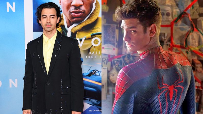 Joe Jonas (Foto: Leon Bennett/Getty Images) e Andrew Garfield como Homem-Aranha (Foto: Reprodução / Sony)