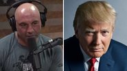 Joe Rogan no podcast The Joe Rogan Experience (Foto: Reprodução/YouTube) e Donald Trump, presidente dos EUA (Foto: Mark Seliger)