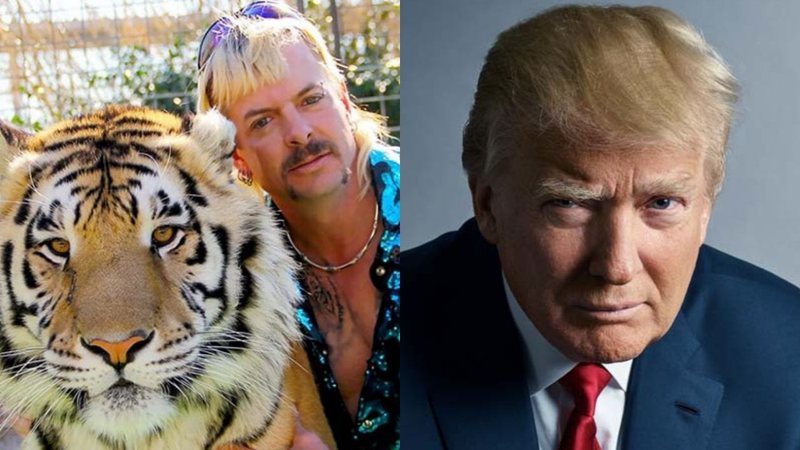 Joe Exotic e Donald Trump (Foto 1: Divulgação/ Foto 2: Mark Seliger)