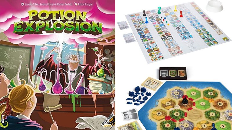 Potion Explosion, Concept (acima) e Catan (abaixo) (Fotos: Divulgação da Amazon)