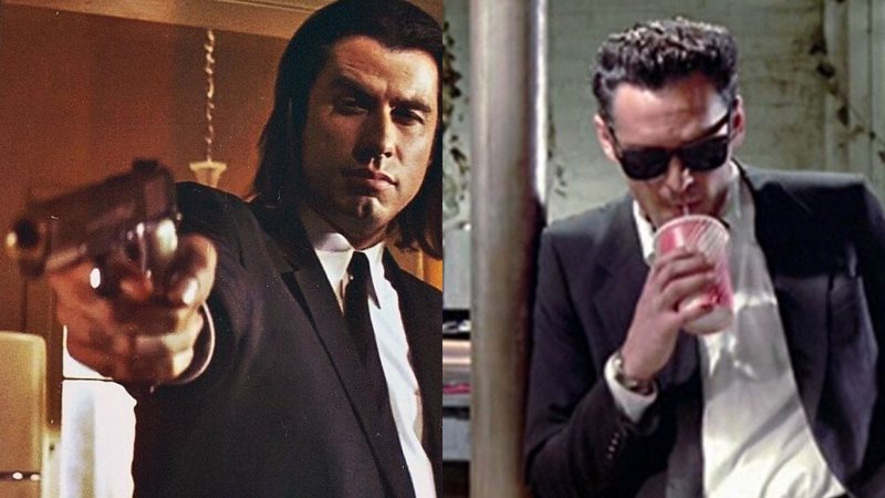 John Travolta em Pulp Fiction e Michael Madsen em Cães de Aluguel (Foto: Reprodução)