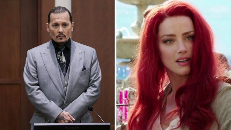 Johnny Depp (Foto: Reprodução / Twitter) e Amber Heard como Mera (Foto: Reprodução / Warner)