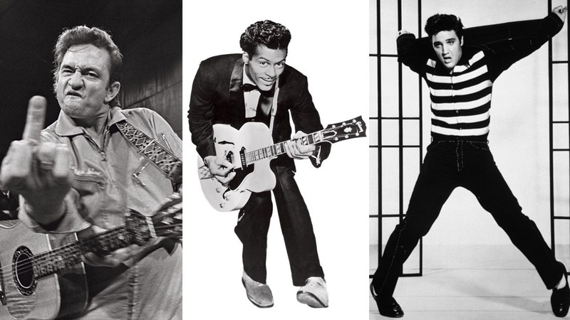 Johnny Cash, Chuck Berry e Elvis Presley (Fotos 1 e 2: AP; Foto 2: Gilles Petard / Redferns)