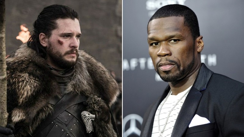 Jon Snow e 50 Cent (Foto 1: Divulgação / HBO e Foto 2: Evan Agostini / AP)