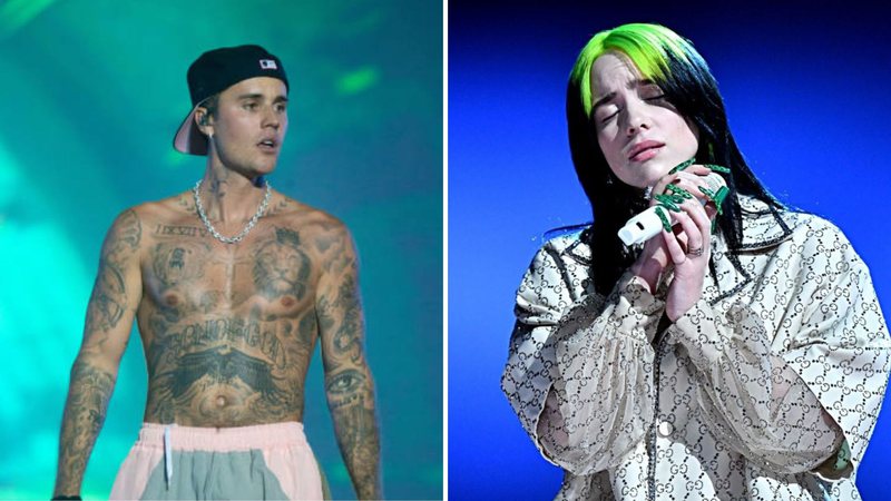 Justin Bieber (Foto: Joseph Okpako / Getty Images) e Billie Eilish (Foto: Emma McIntyre/Getty Images)