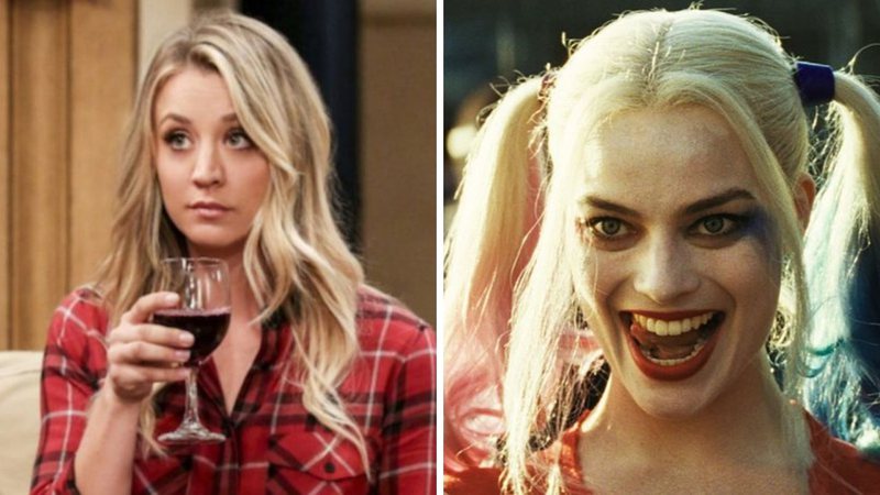 Kaley Cuoco em The Big Bang Theory e Margot Robbie como Harley Quinn (Foto: Reprodução/Warner)