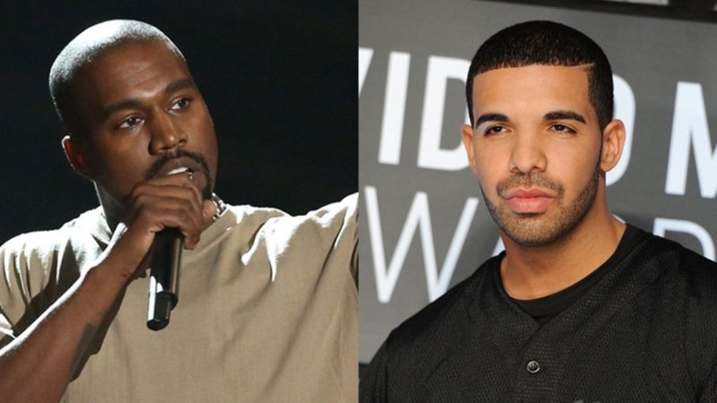 Os rappers Kanye West e Drake (Foto: AP)