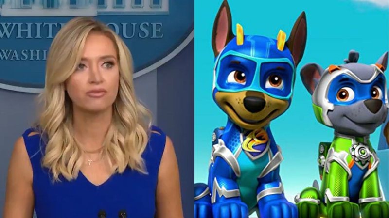 Kayleigh McEnany (Foto: Reprodução / Twitter) e Patrulha Canina (Foto: Reprodução)