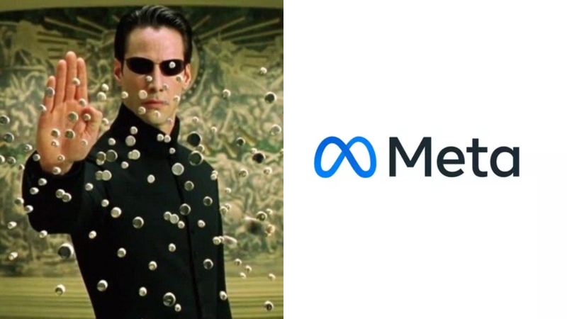 Keanu Reeves como Neo (Foto: Reprodução/Warner Bros.) │Novo logo do Facebook (Foto: Reprodução)