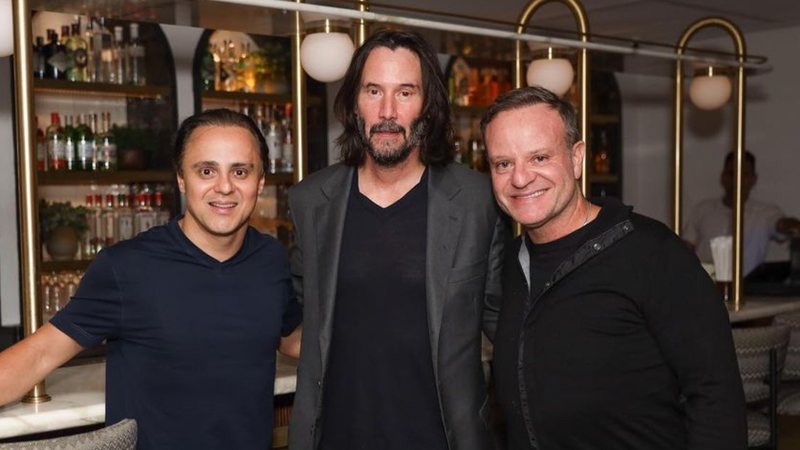 Felipe Massa, Keanu Reeves e Rubens Barrichello (Foto: Divulgação/ Instagram/ @massafelipe)