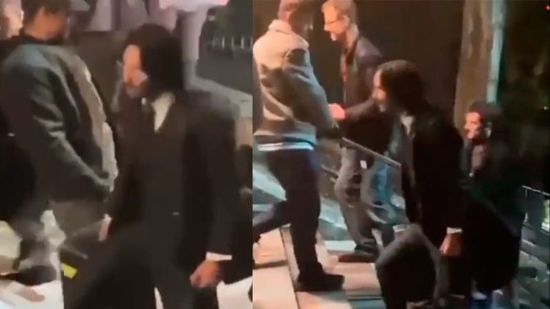 Keanu Reeves nos bastidores de John Wick 4 (Foto: reprodução/vídeo)