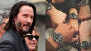 Montagem de Keanu Reeves (Emma McIntyre/Getty Images) e presentes para dublês (Foto: Reprodução)