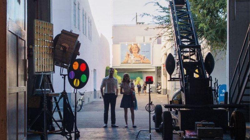 Cena de La La Land em set de gravação (Foto: Reprodução)