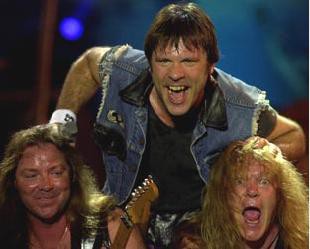 David Murray (à esq.), Bruce Dickinson (centro) e Adrian Smith, no Rock in Rio de 2001 - Dario Lopez-Mills/AP