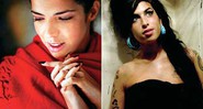 À esquerda, Vanessa da Mata, dona da música número 1 brasileira: à direita, Amy Winehouse, que encabeça a lista gringa com "Rehab"