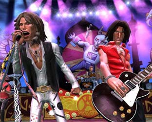 Tyler e Joe Perry no <i>Guitar Hero</i>: banda já foi tema do game <i>Revolution X</i> - Divulgação